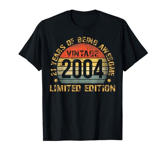 21 Year Old BDay Decorations Men Boy 21yr 2004 21st Birthday T-Shirt