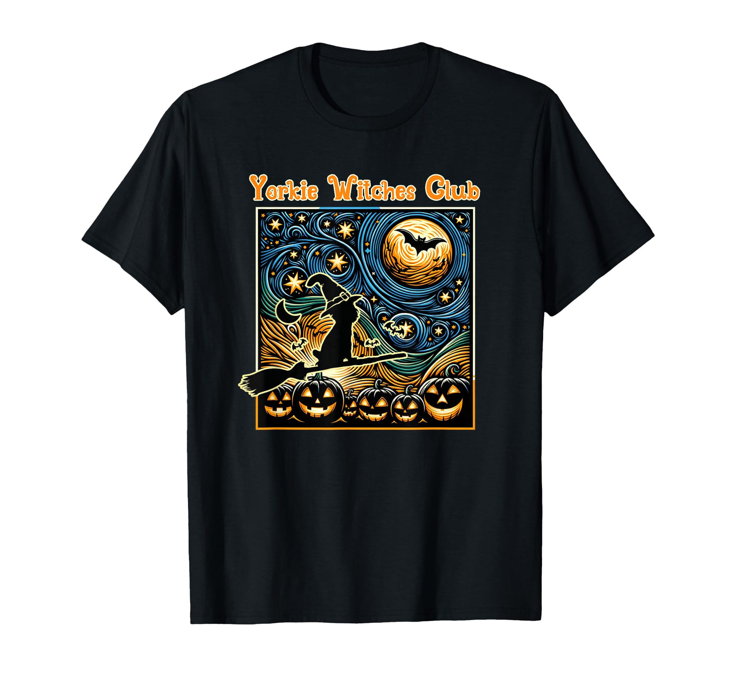 Yorkie Witches Club Funny Halloween Dog Witch T-Shirt