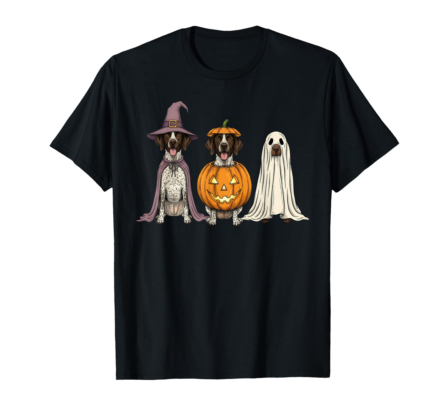 Spooky Ghost German Shorthaired Pointer Pumpkin Halloween T-Shirt