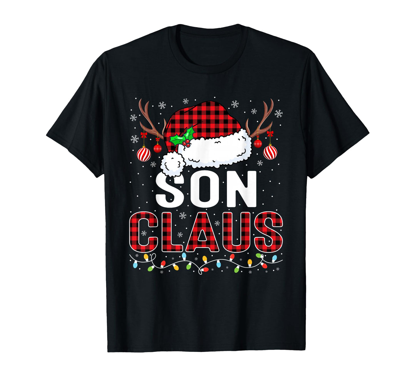 Christmas Lights Son Claus Family Matching Xmas Pajama T-Shirt