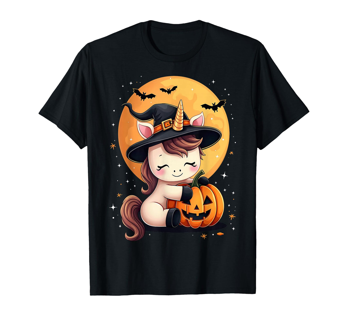 Halloween Unicorn Witch Hat Pumpkin Spooky T-Shirt