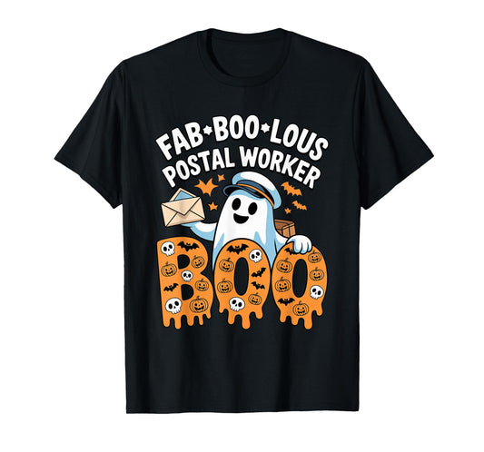Fab Boo Lous Postal Worker Halloween Ghost Postal Worker T-Shirt