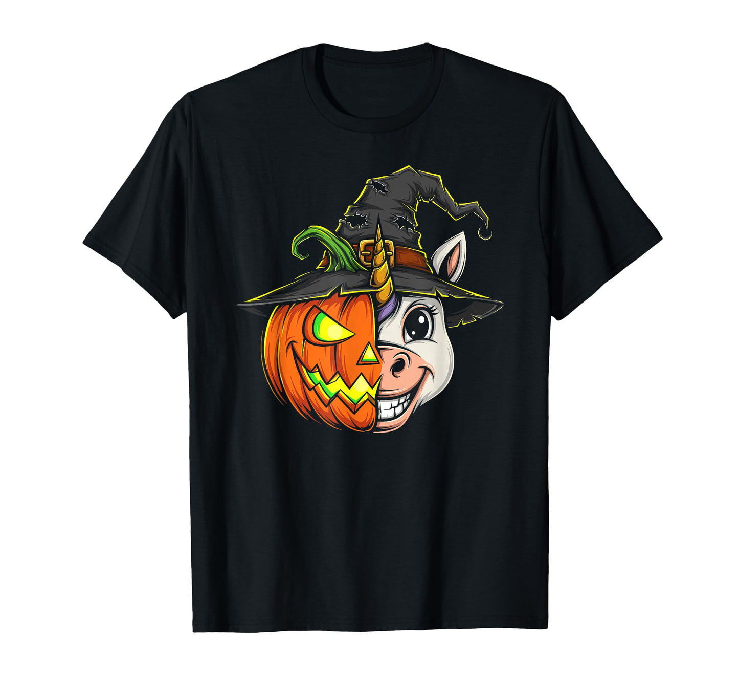 Unicorn Pumpkin Jack O Lantern Halloween Kids Mens Womens T-Shirt
