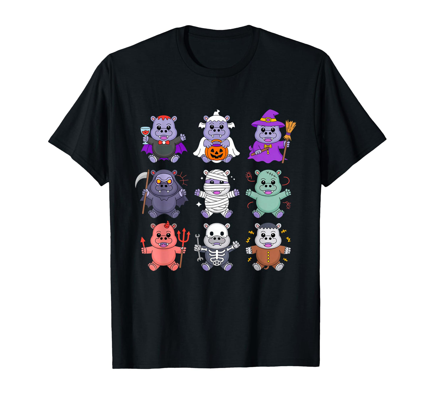 Hippo Ghost Witch Zombie Mummy Halloween Costume T-Shirt