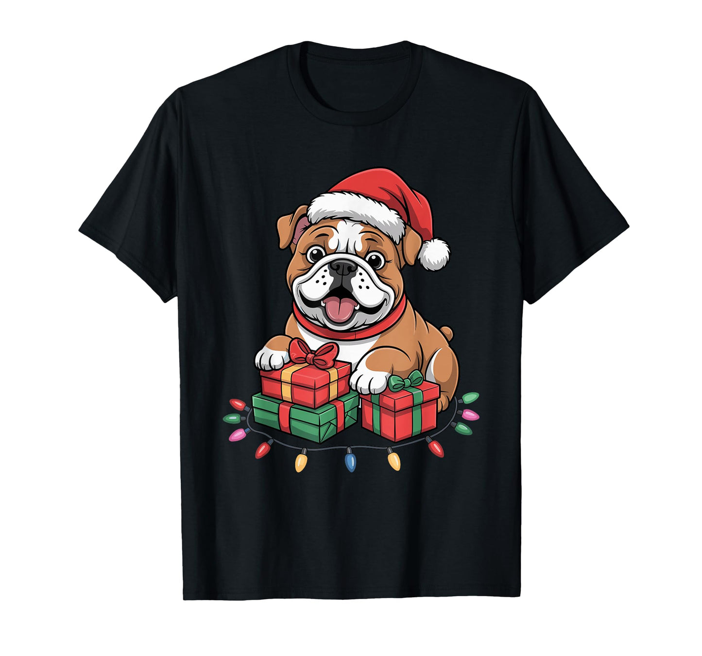 Cute Bulldog Santa Hat Christmas Xmas Dog Lovers Holiday T-Shirt