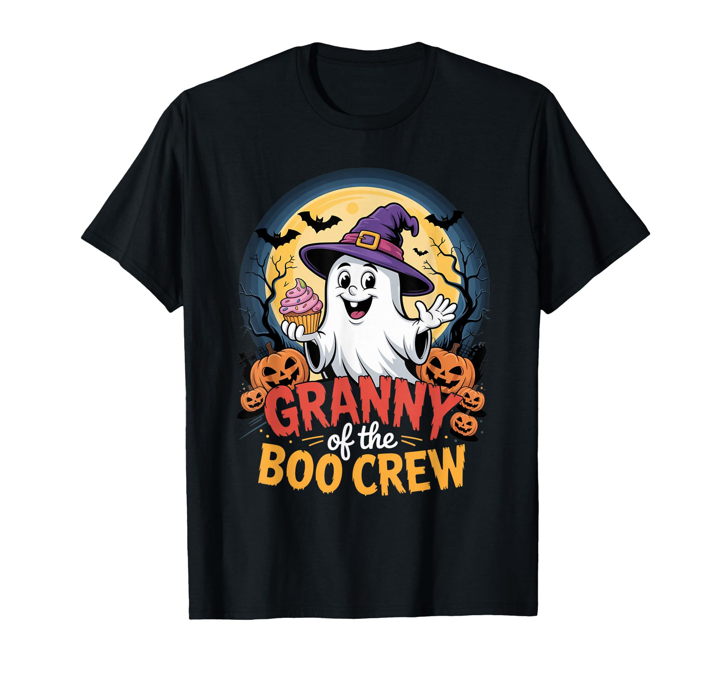 Granny of The Boo Crew Ghost Halloween Bats Cupcake Pumpkins T-Shirt