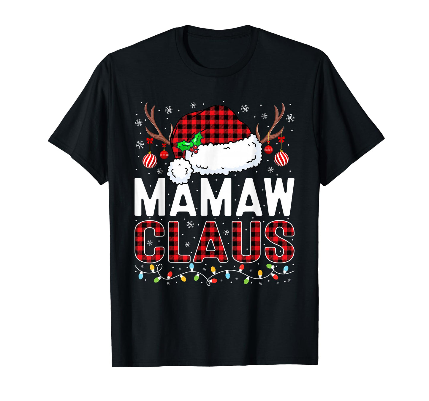 Christmas Lights Mamaw Claus Family Matching Xmas Pajama T-Shirt