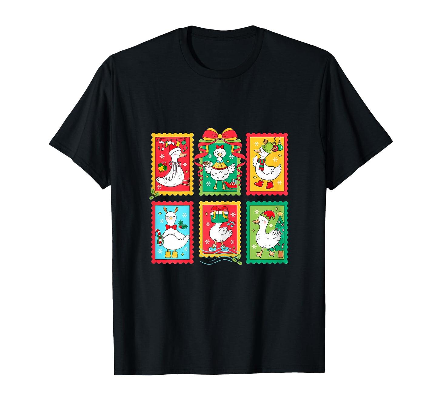 Womens Funny Christmas Goose Tee, Preppy Christmas Goose Girl Women T-Shirt