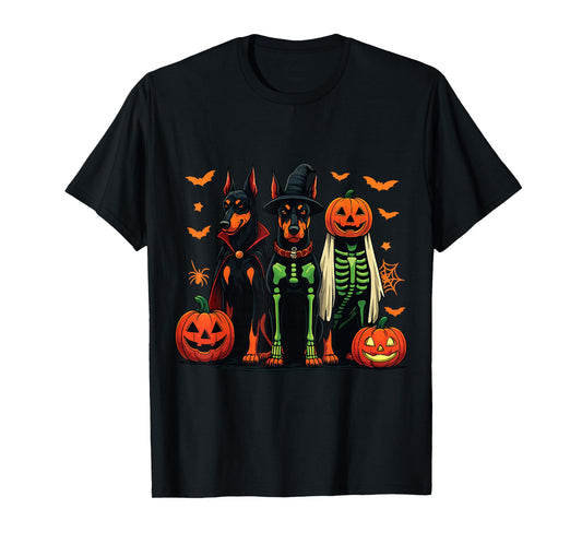 Doberman Mummy Ghost Witch Funny Dog Costume T-Shirt