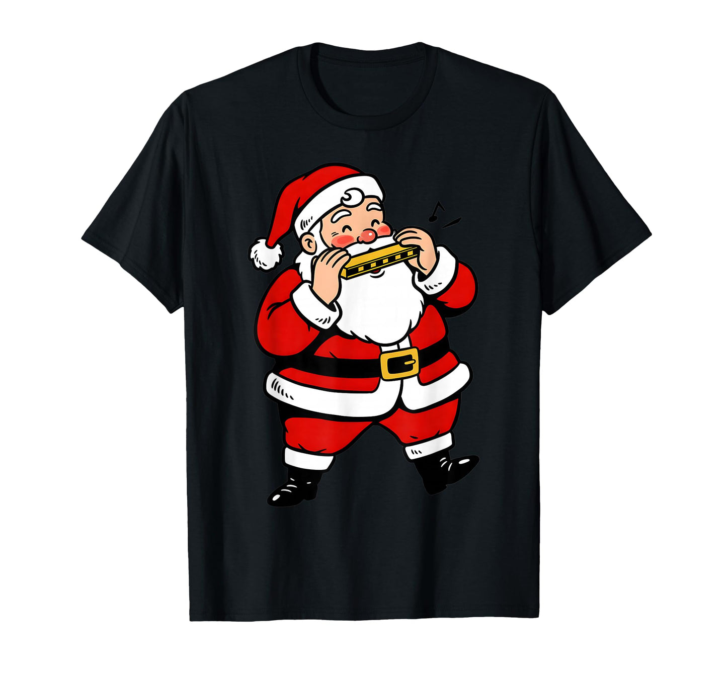 Christmas Harmonica Player Cute Santa Xmas Boys Men Kids T-Shirt