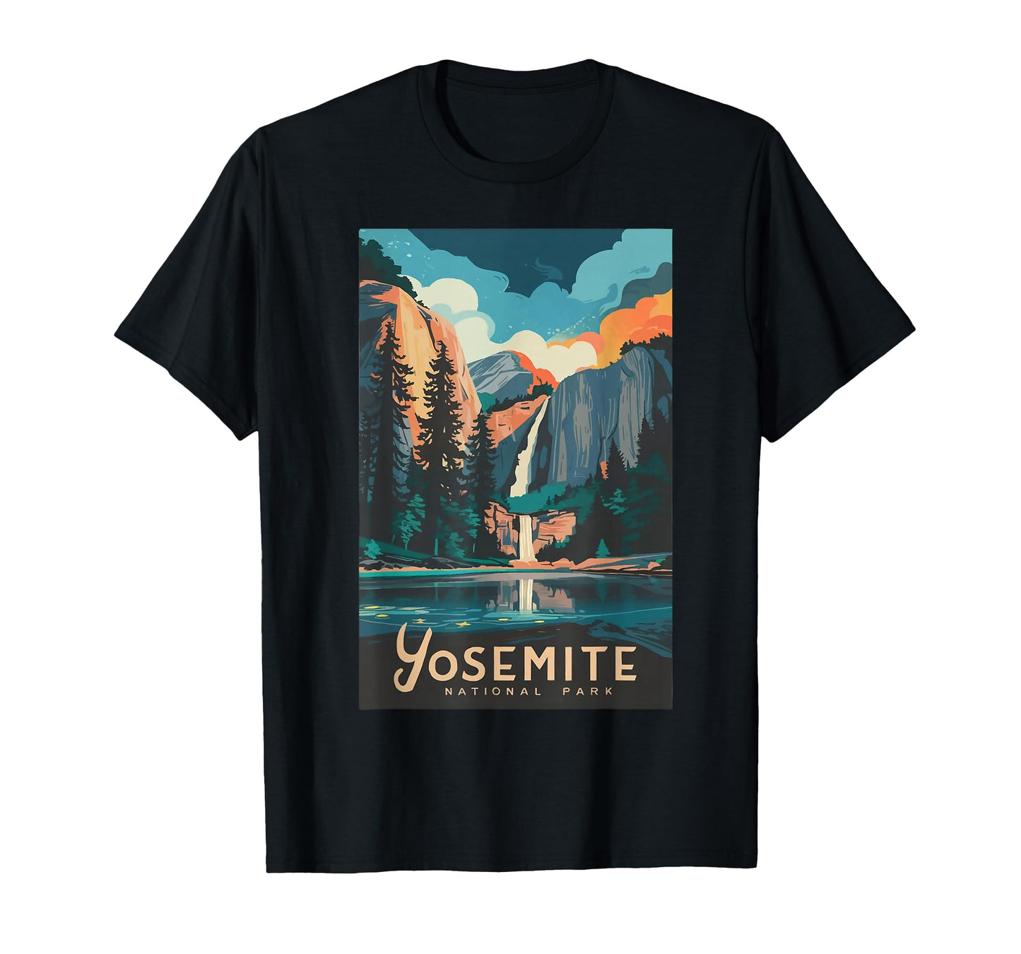 Retro Yosemite California National Park Tunnel View Trails T-Shirt
