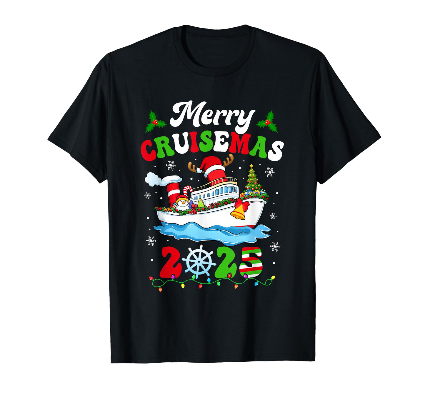 Merry Cruisemas 2025 Christmas Cruise Ship Santa Reindeer T-Shirt