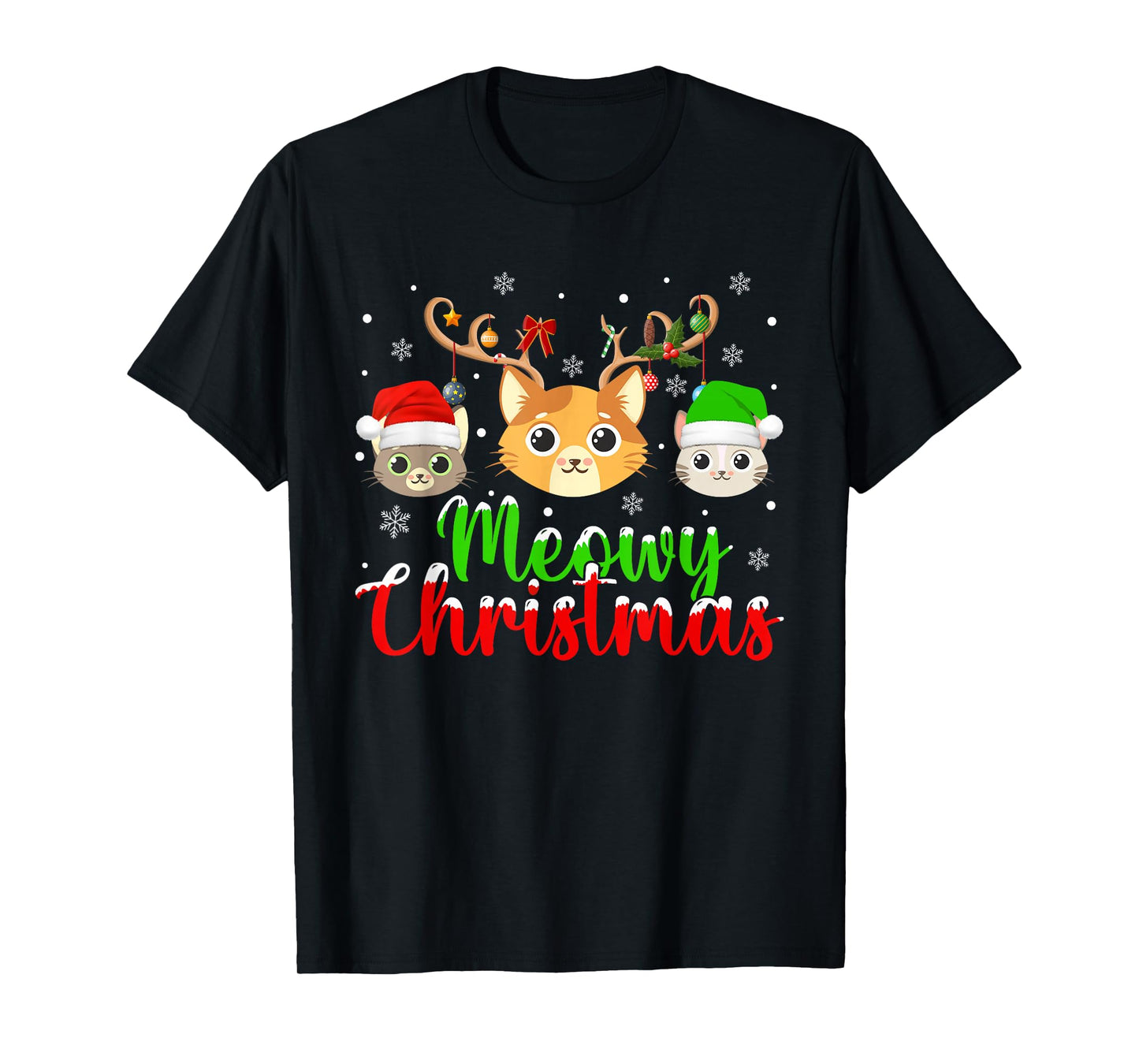 Cat Meowy Christmas Pajamas Funny Cat Lover Christmas Family T-Shirt