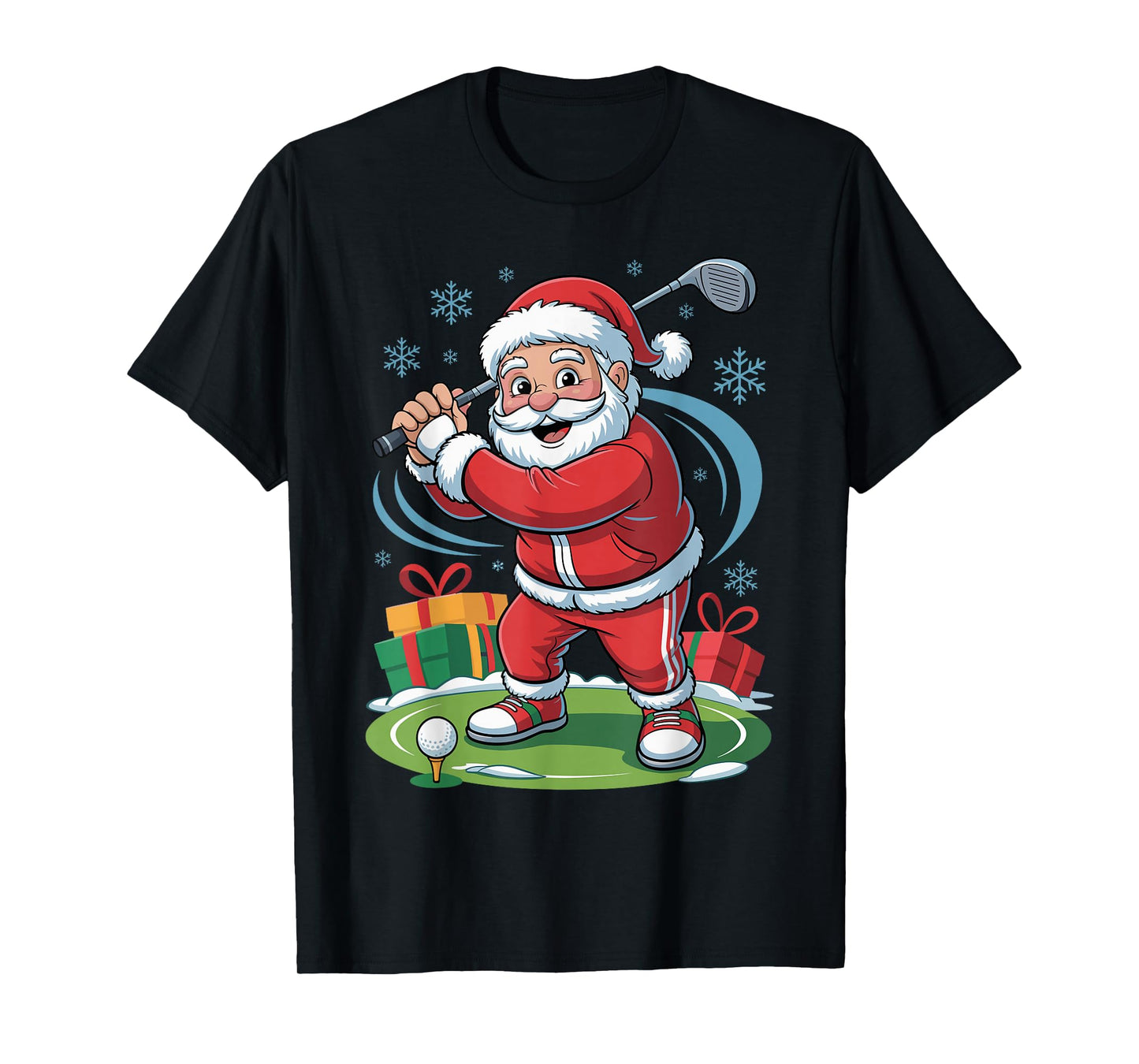 Santa Playing Golf Funny Holiday Christmas Xmas Pajama T-Shirt