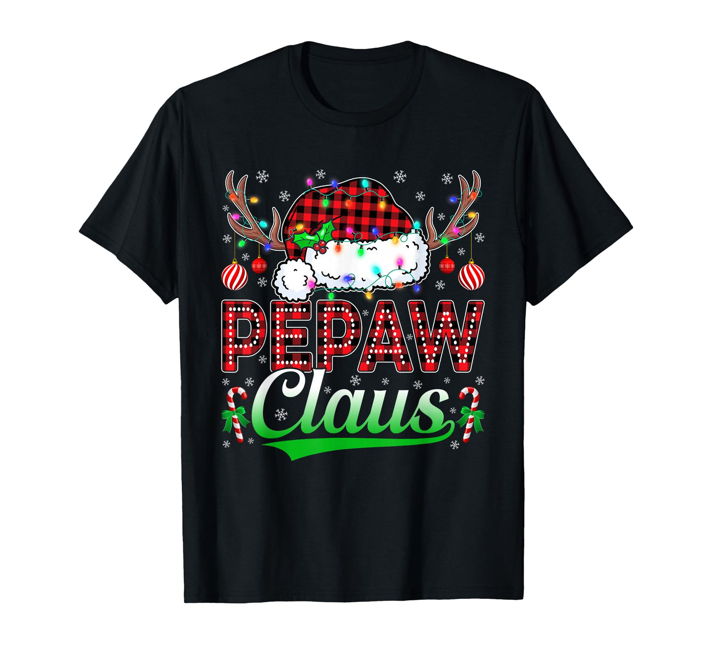 Pepaw Claus Christmas Lights Matching Family Xmas Pajama T-Shirt