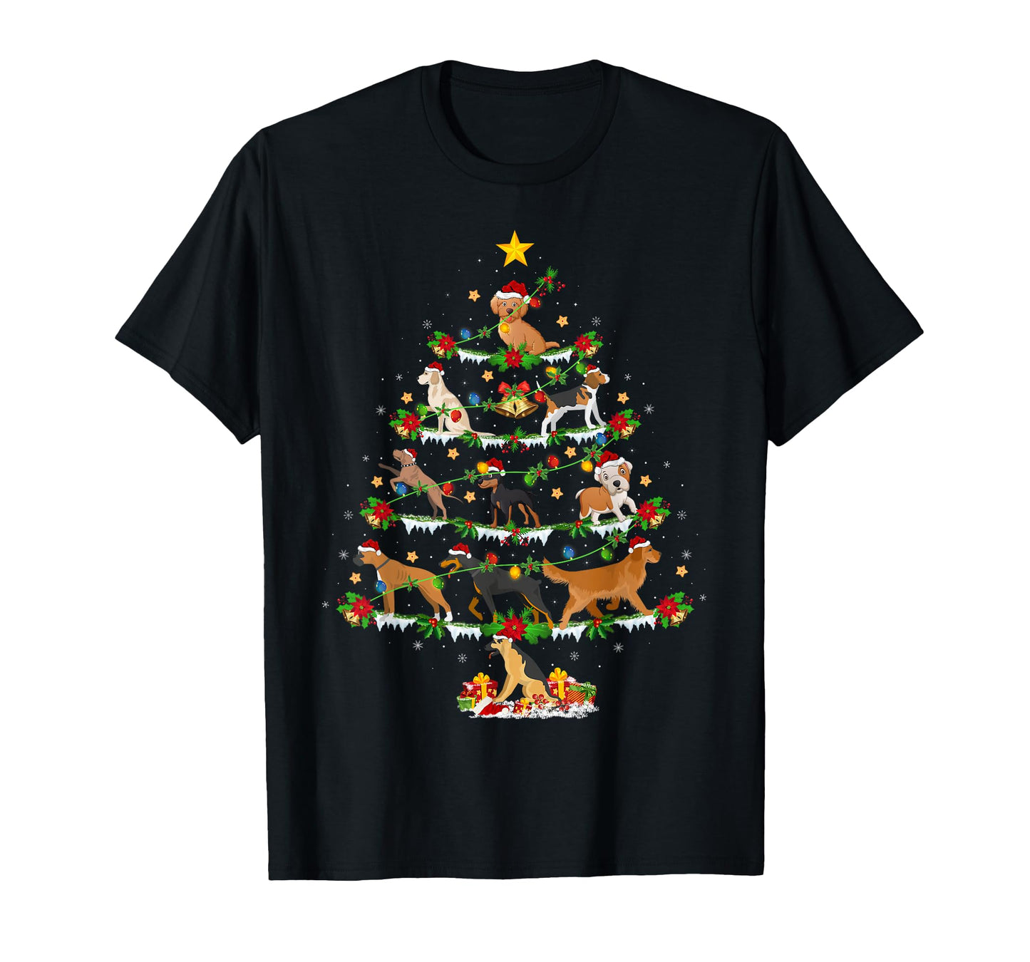 Puppy Dog Christmas Tree Lights Funny Dog Lover Xmas T-Shirt