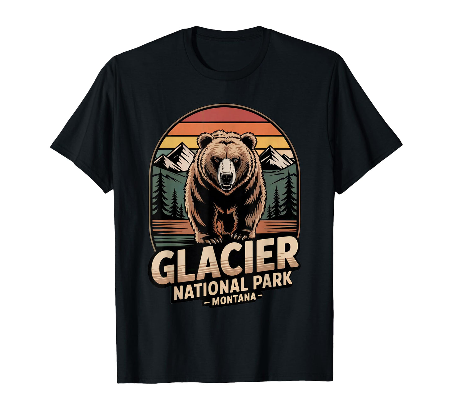 Glacier National Park Bear Vintage Montana Hiking Camping T-Shirt