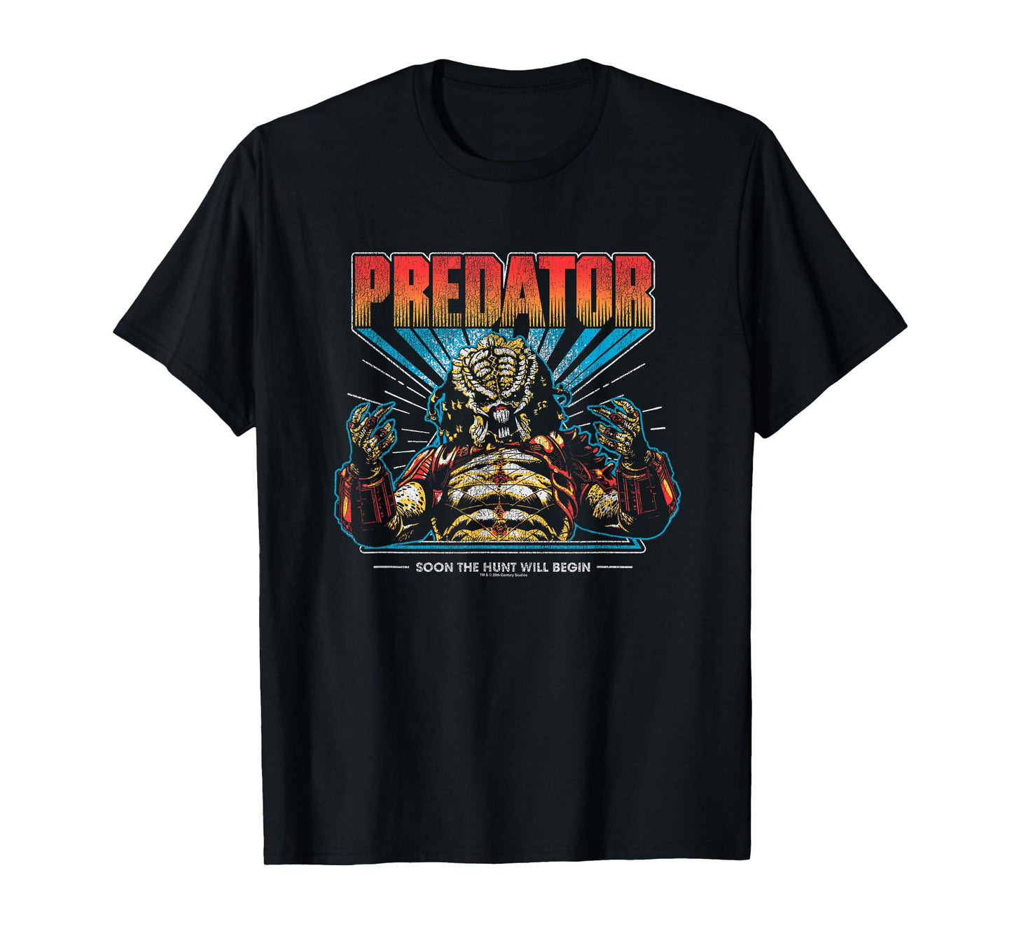 Predator Soon The Hunt Will Begin Big Chest Retro Poster T-Shirt