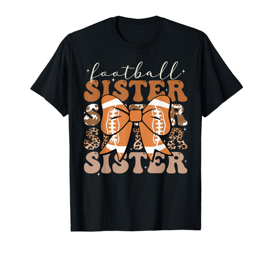 Football Sister Shirt Vintage Football Sis Coquette Bow T-Shirt