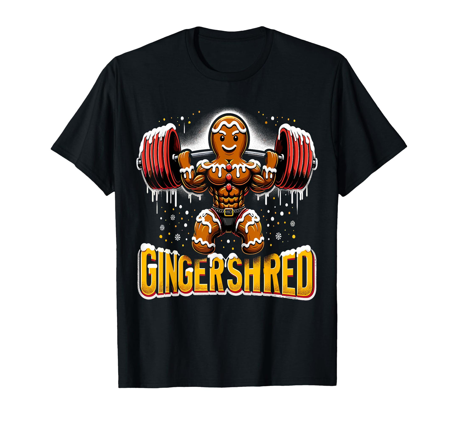 Christmas Bodybuilding Gingershred Funny Gingerbread Gym T-Shirt