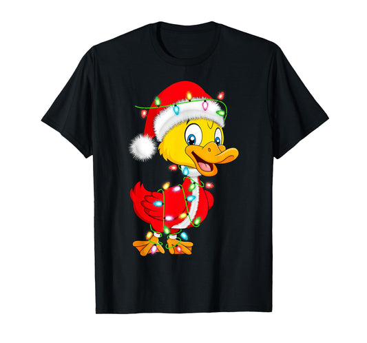 Duck Christmas Lights Santa Costume Cute Animal Xmas T-Shirt