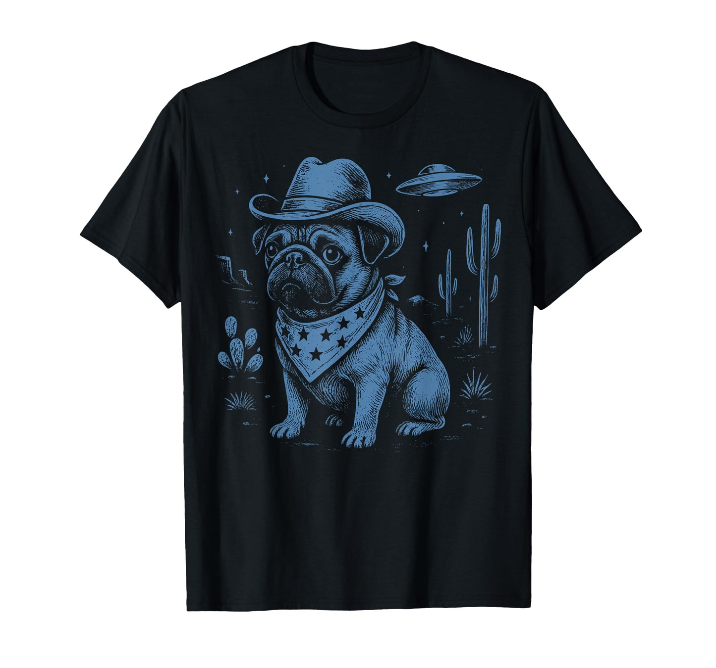Pug Cowboy UFO T-Shirt