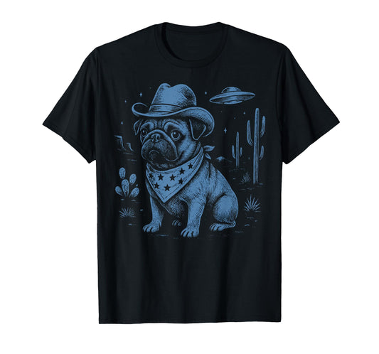 Pug Cowboy UFO T-Shirt