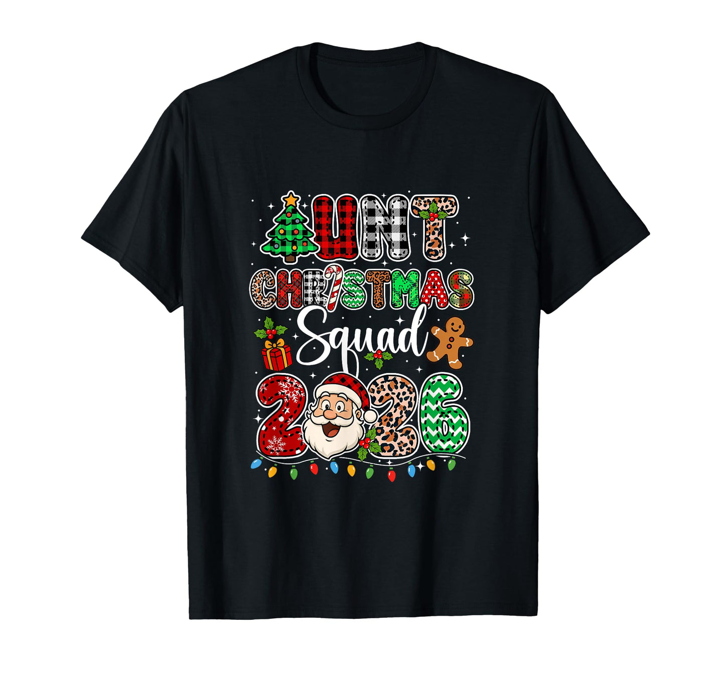 Aunt Christmas Crew 2026 Leopard Funny Santa Family Group T-Shirt