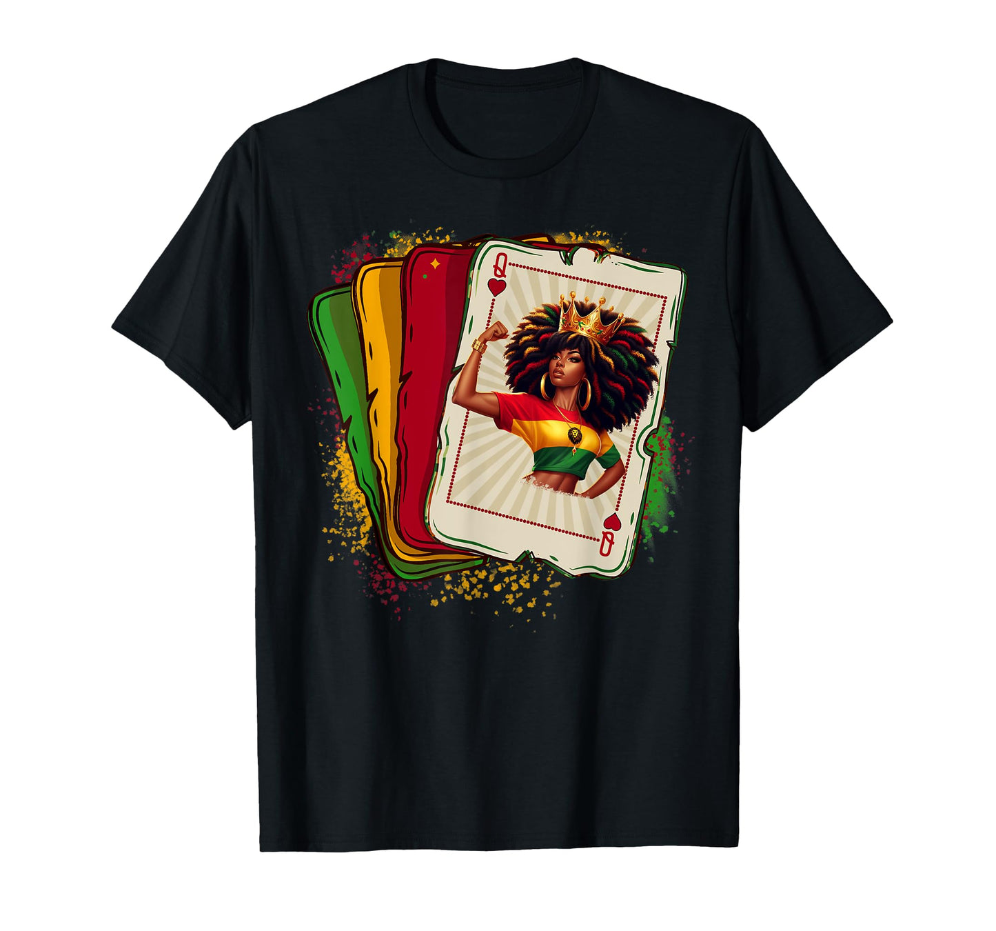 Black Queen Of Hearts Card Deck Game Proud Black History T-Shirt