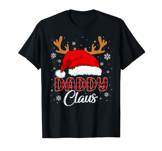 Daddy Claus Santa Hat Christmas Red Plaid Matching Family T-Shirt
