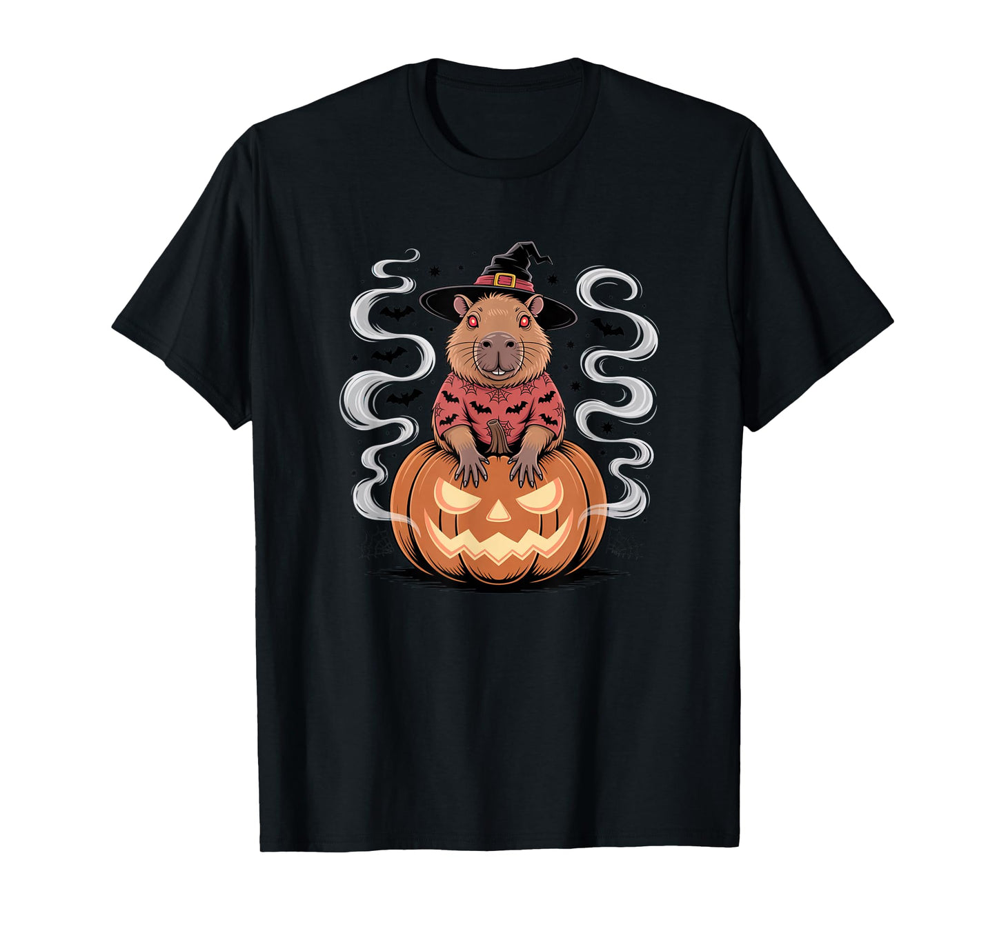 Capybara Witch Spooky Season Pumpkin Jack-o'-Lantern T-Shirt