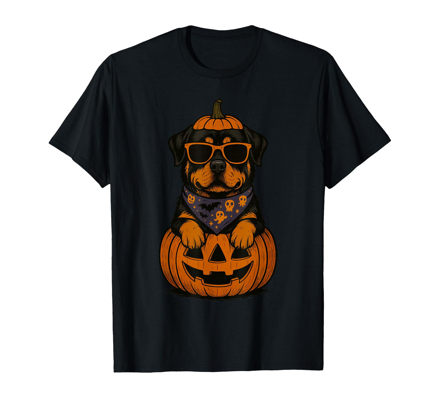 Spooky Rottweiler Pumpkin Halloween Rottie Dog Lover T-Shirt
