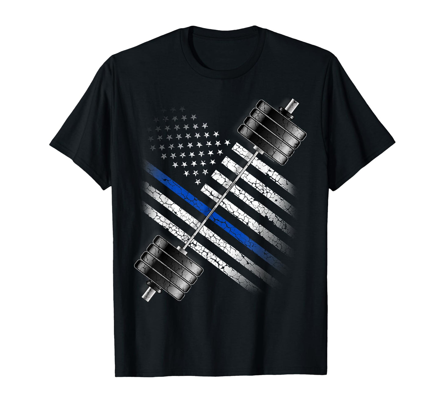POLICEMAN and LEO POWERLIFTING - THIN BLUE LINE USA FLAG T-Shirt