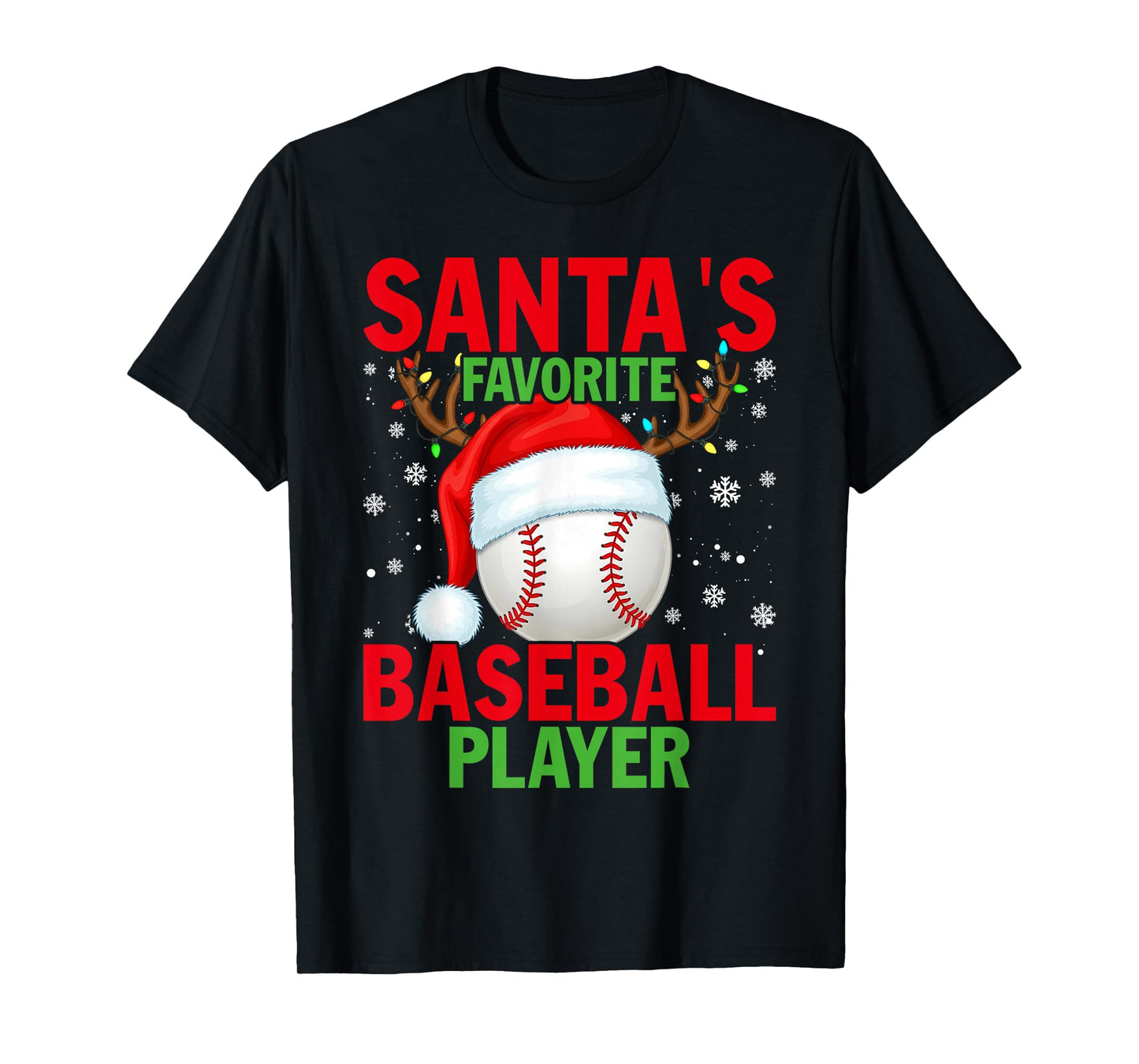 Santas Favorite Baseball Player Funny Christmas T-Shirt