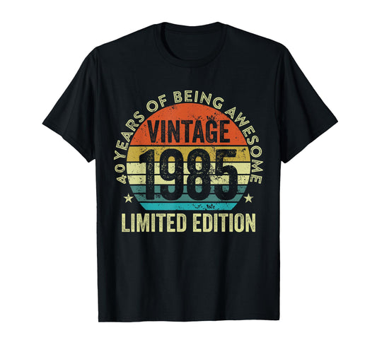 Vintage 40th Birthday Decorations Men 40yr 1985 40th Birthday T-Shirt