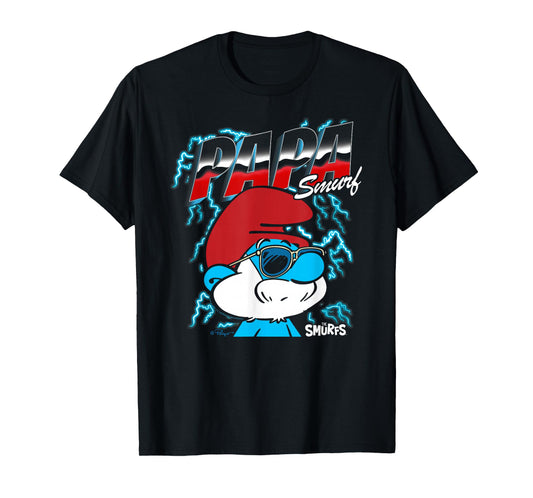 The Smurfs Chrome and Lightning Papa Smurf Retro Cartoon T-Shirt