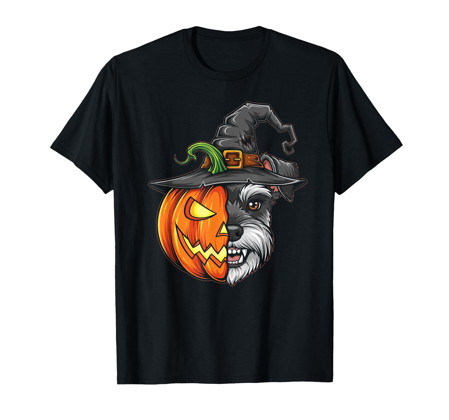 Miniature Schnauzer Dog Pumpkin Halloween Kids Mens Womens T-Shirt