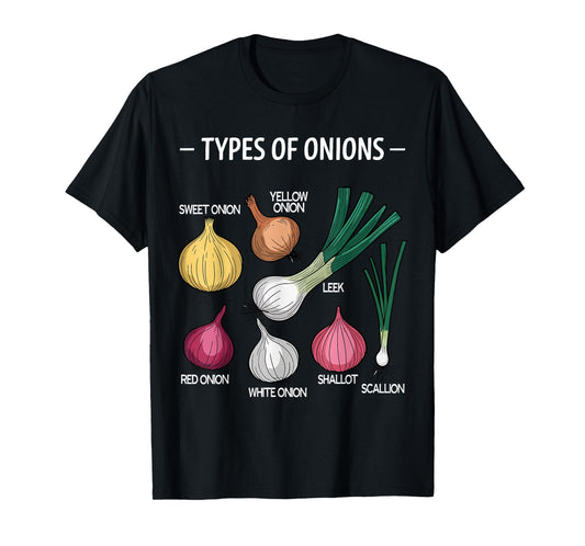 Types of Onions Vintage Onion Gardener Lovers T-Shirt