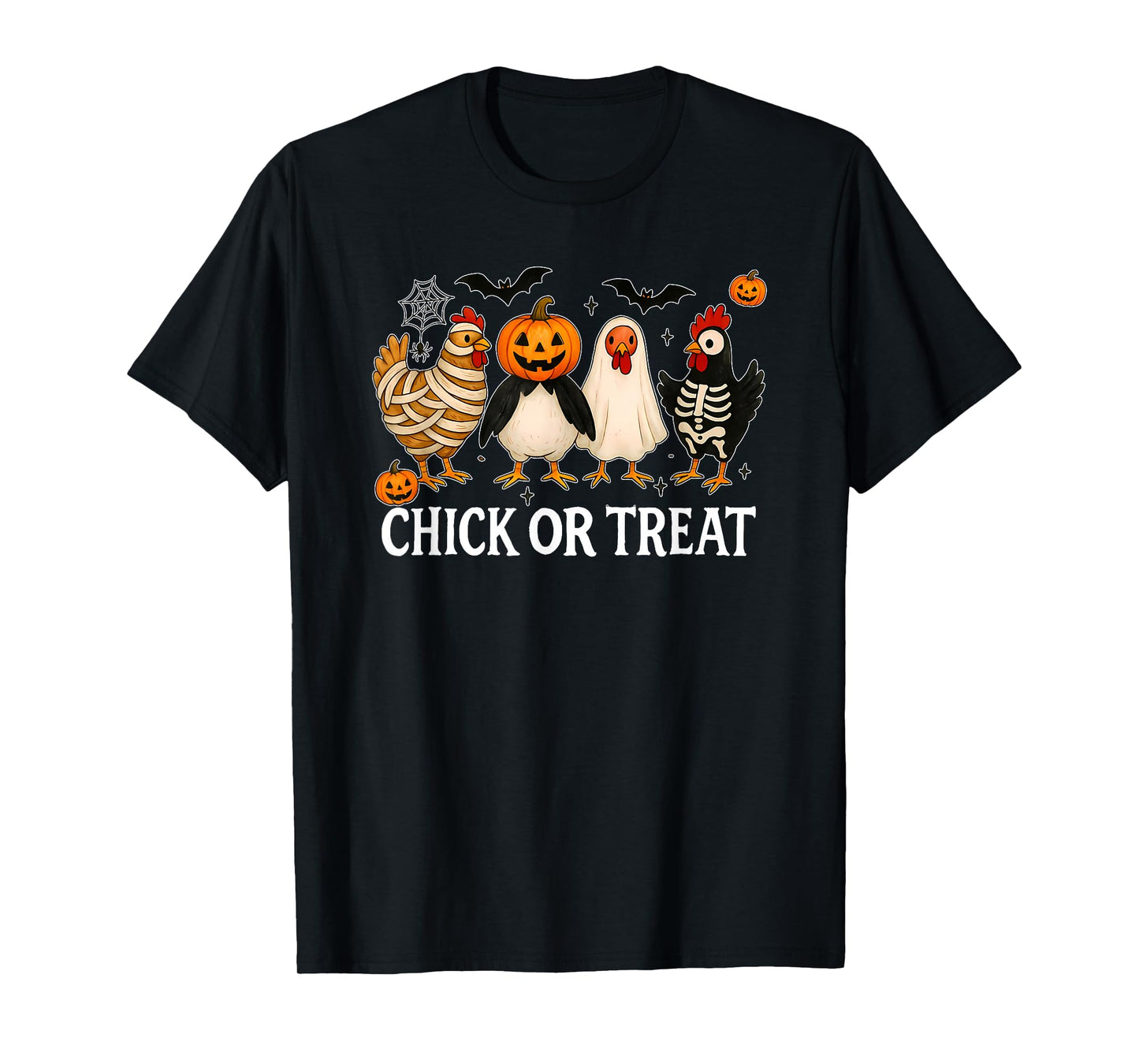 Chick Or Treat Halloween Pumpkin Ghost Spooky Funny Chicken T-Shirt