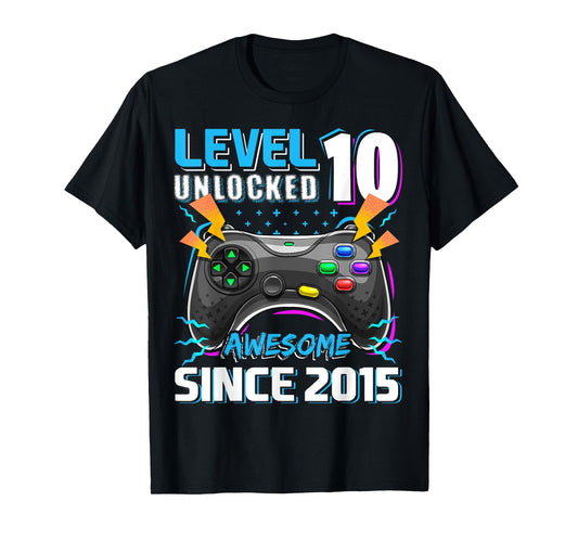 10th Birthday Boy Level 10 Gamer 10 Year Video Game Party T-Shirt