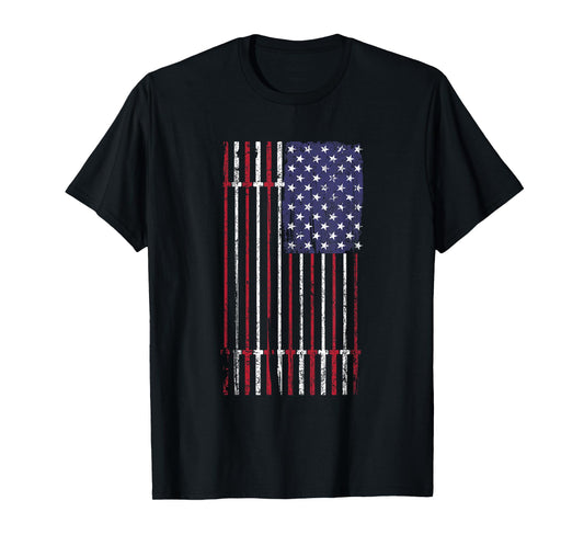 USA Flag Barbell T-Shirt for Women Men