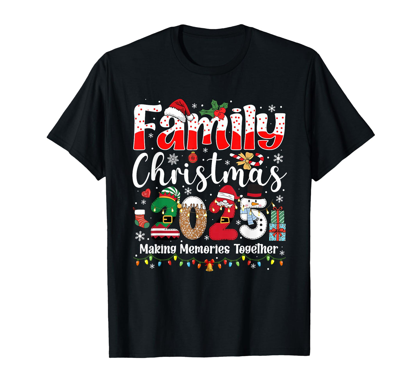 Family Christmas 2025 Matching Squad Santa Xmas Light Gift T-Shirt