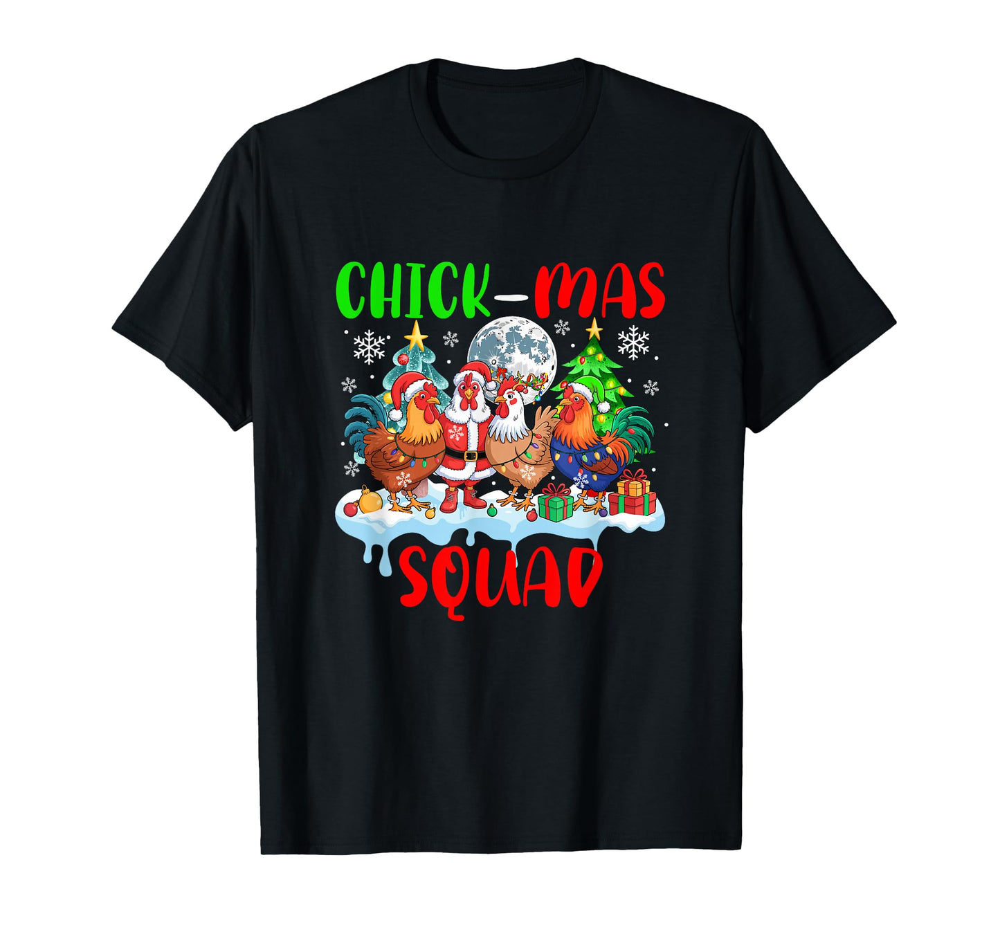 Chick Squad Xmas Group Santa Elf Chickens Farmer Rancher T-Shirt