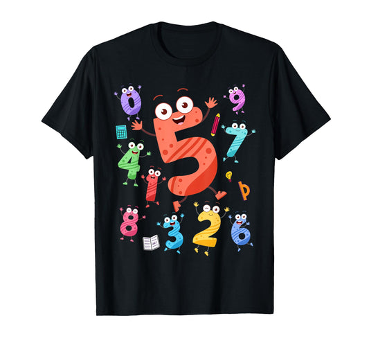 Maths Day Number Costume With Number 5 Idea For Kids Number T-Shirt