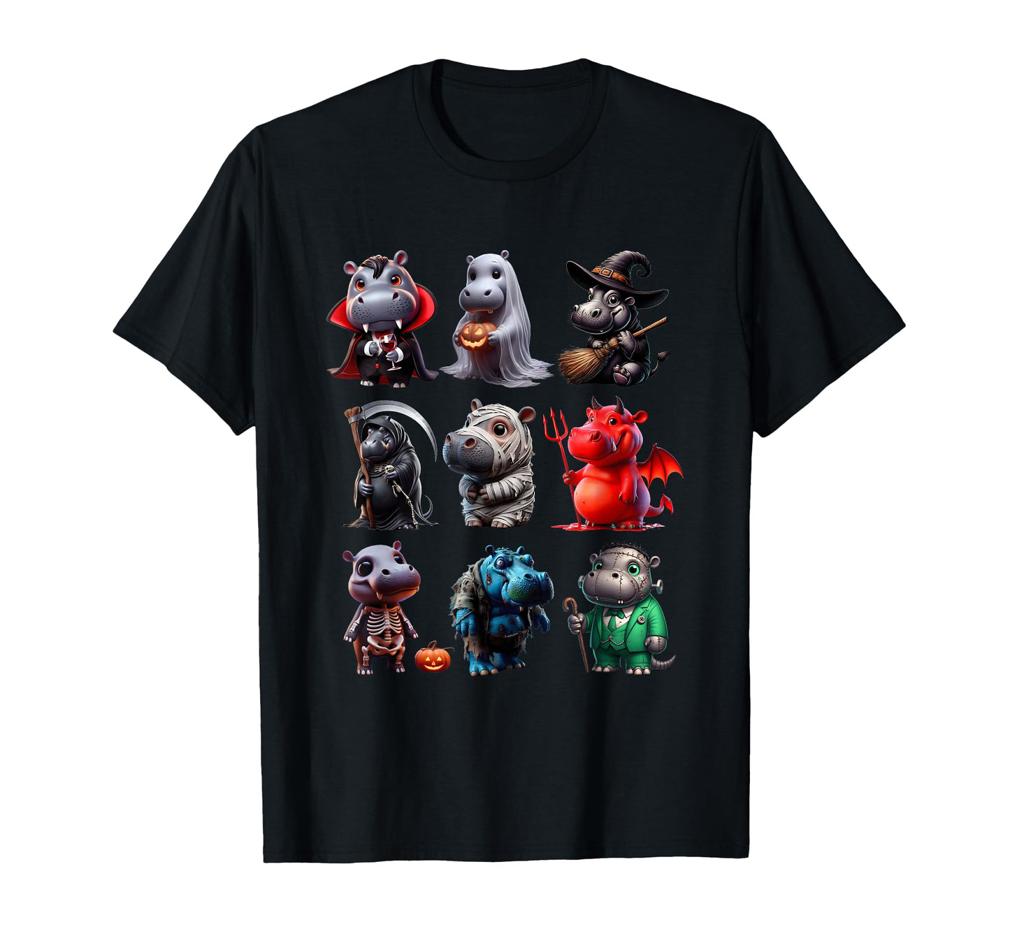 Hippo Ghost Witch Zombie Halloween Costume Hippopotamus T-Shirt