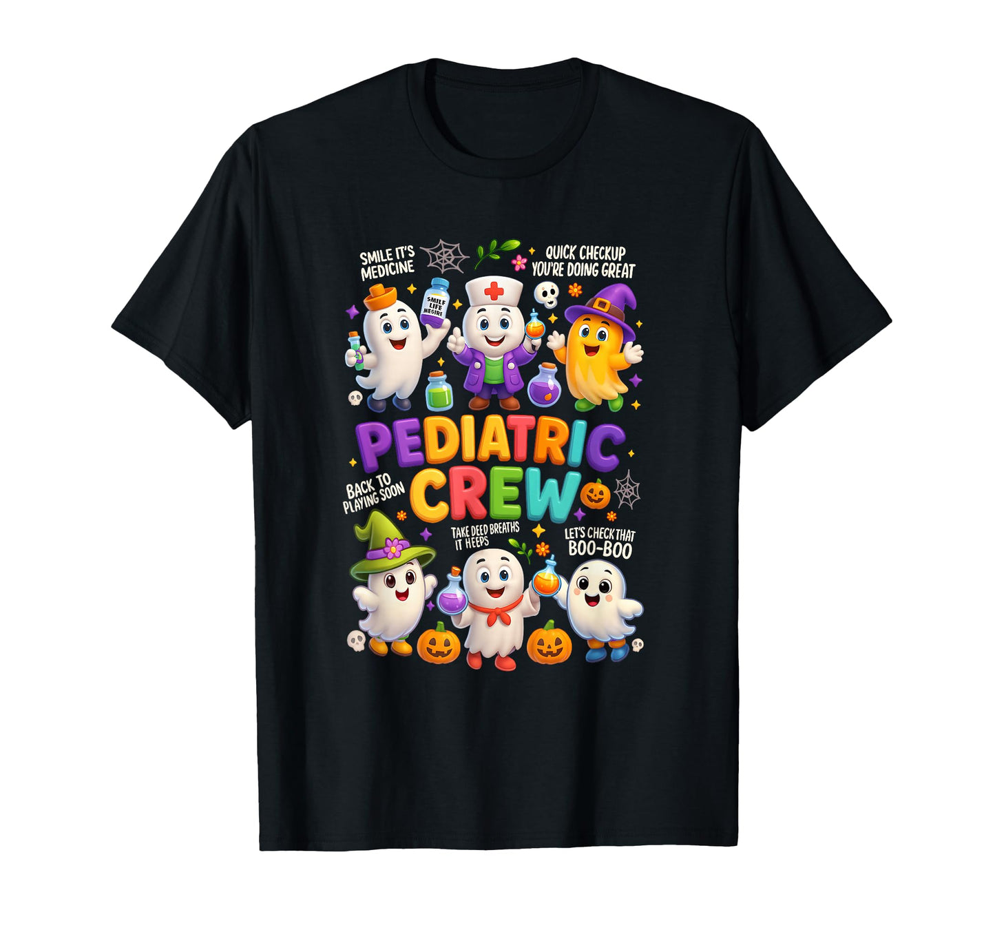 Halloween Pediatric Crew Ghosts Potions Pumpkins Nurse Witch T-Shirt