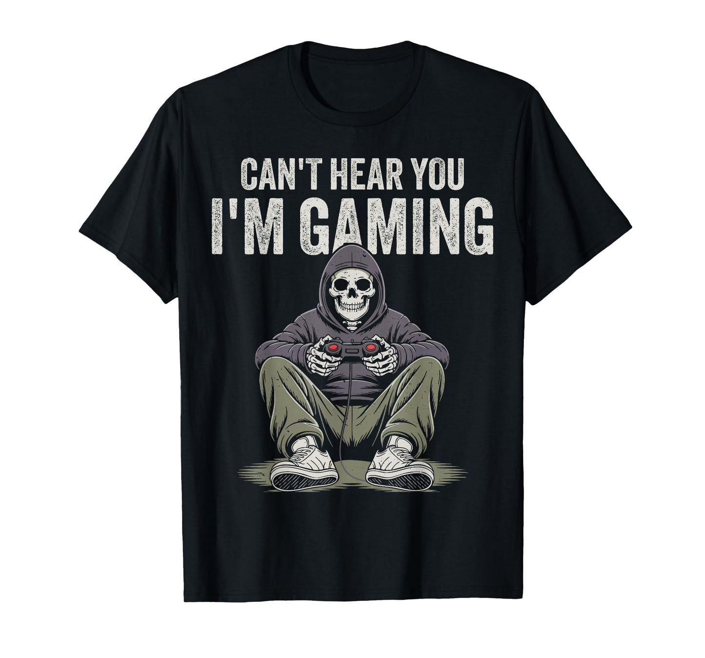 Can't Hear You I'm Gaming Funny Skeleton Gamer Boys Kids Men T-Shirt