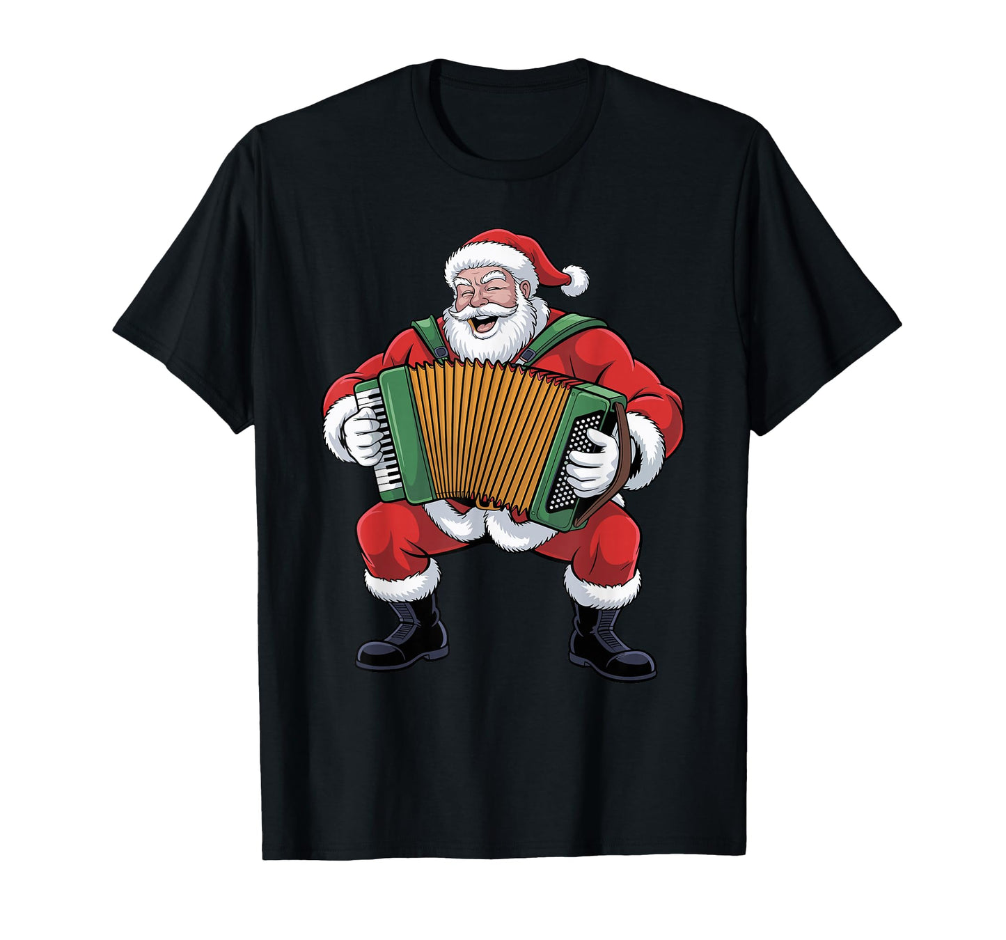 Santa Playing Accordion Funny Holiday Chrismas Xmas Pajama T-Shirt
