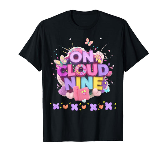 Happy 9th Lovely Birthday On Cloud Nine Pastel 9 Years Old T-Shirt