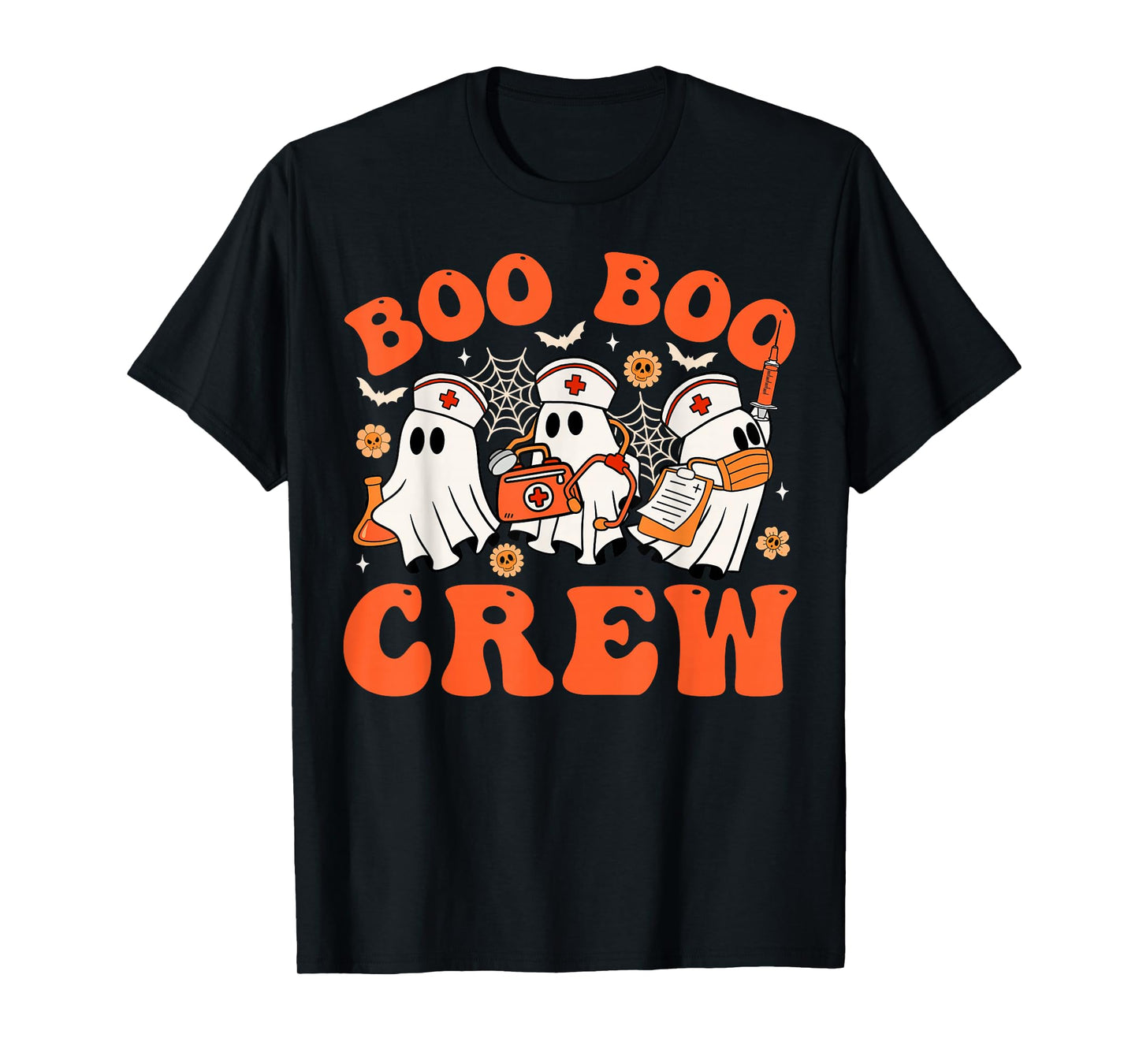 Boo-Boo Crew Nurse Ghost Scrub Top Nursing Halloween Costume T-Shirt